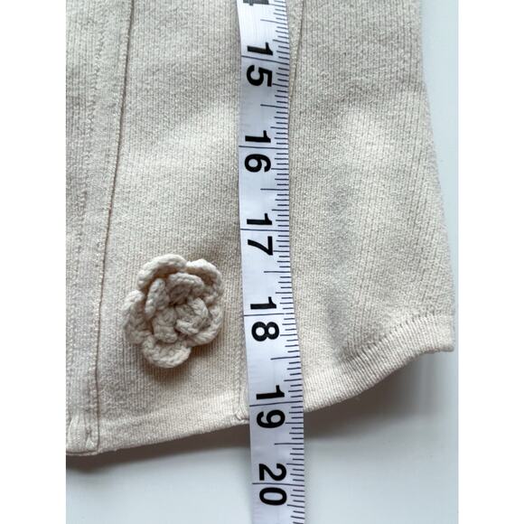 Bailey 44 Beige Knit Square Neck Bodycon Sweater Tank Crochet Flowers Size XS - Picture 7 of 7